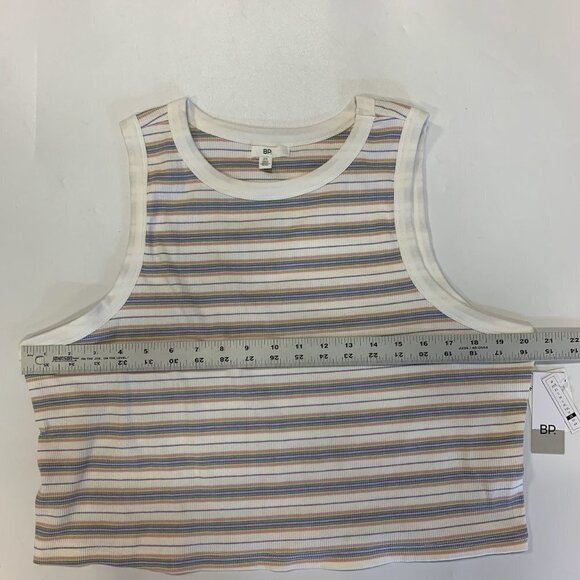Nordstrom BP Women's White Kalee‎ Stripe Cotton Rib Knit Ringer Tank Size 2X NWT - Picture 10 of 12
